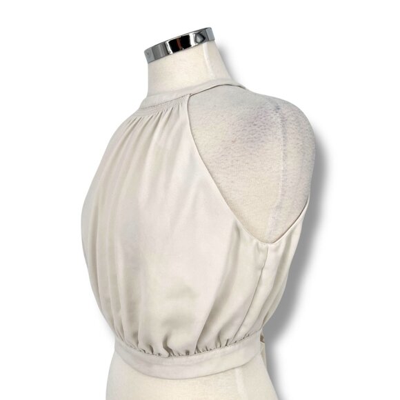 Wilfred Aritzia Patrice Halter Cut Out Tie Back Crop Top Ivory Size Small - Picture 2 of 12